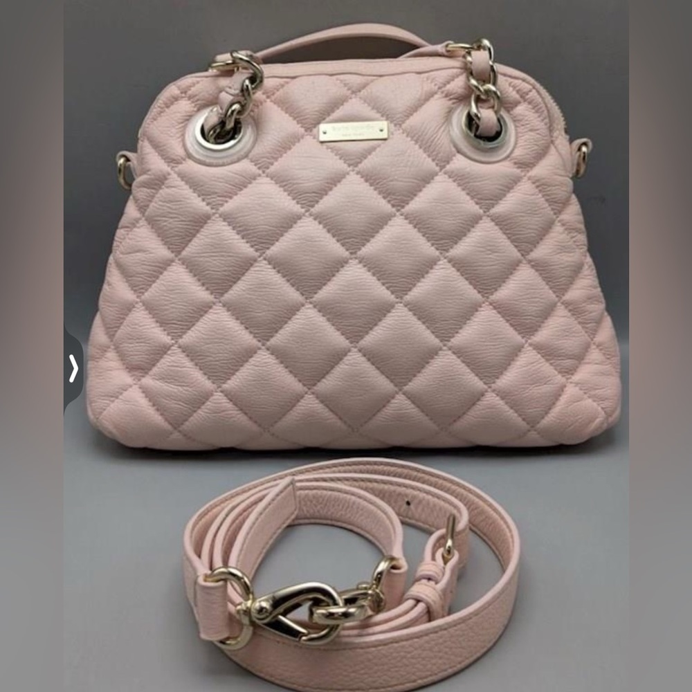kate spade Pink Quilted Leather Two Handle Satchel With Crossbody Strap